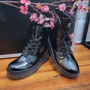 Circus By Sam Edelman Soya Patent Combat Boots In Black 90s grunge